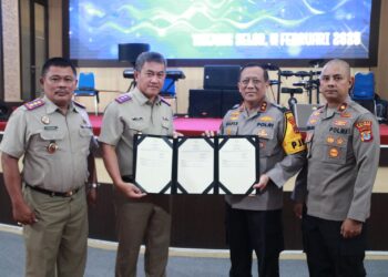 Kapolda Kaltara Terima Kunjungan Kerja Ka Kanwil BPN Kaltimtara Sekaligus Penyerahan Sertifikat Tanah Polres Tana Tidung