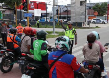 Ditlantas Polda Kaltara Gelar Sosialisasi Ruang Henti Khusus (RHK) di Simpang Unikal Tanjung Selor