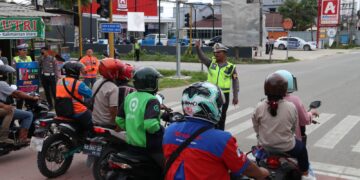 Ditlantas Polda Kaltara Gelar Sosialisasi Ruang Henti Khusus (RHK) di Simpang Unikal Tanjung Selor