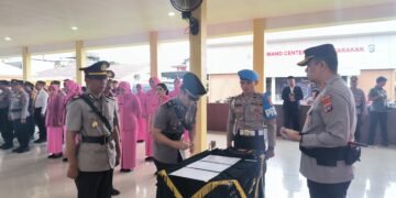 Kapolres Tarakan Pimpin Upacara Sertijab Kabagops, Kabagren dan Kabaglog