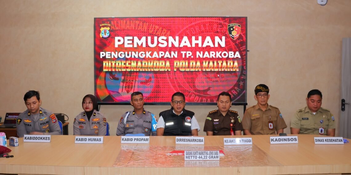 Polda Kaltara Musnahkan 44,22 Gram Barang Bukti Narkotika Jenis Sabu