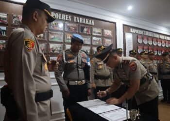 Peningkatan Kinerja, Kapolres Tarakan Pimpin Serah Terima Jabatan Kasat Lantas