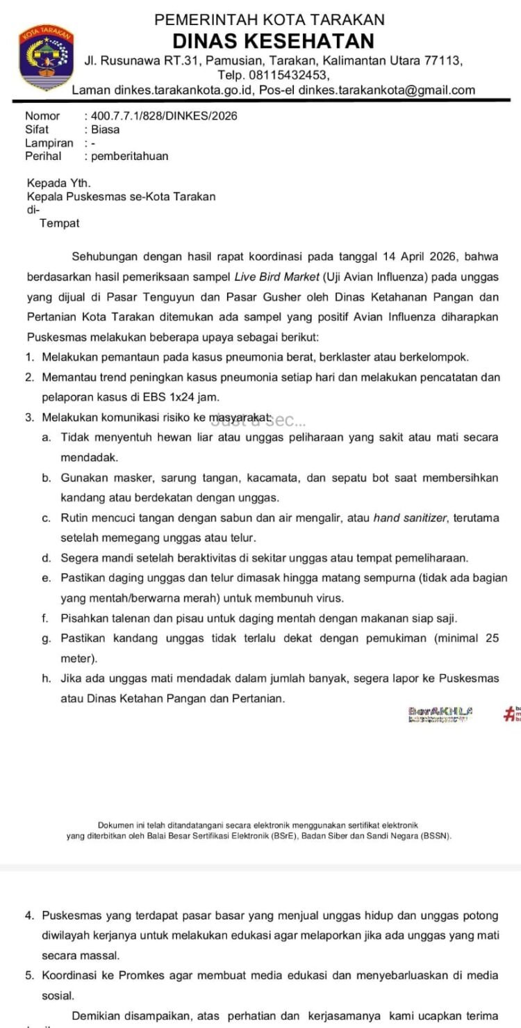 Surat Edaran Flu Burung Diduga Hoaks Beredar di Berbagai Platform Medsos