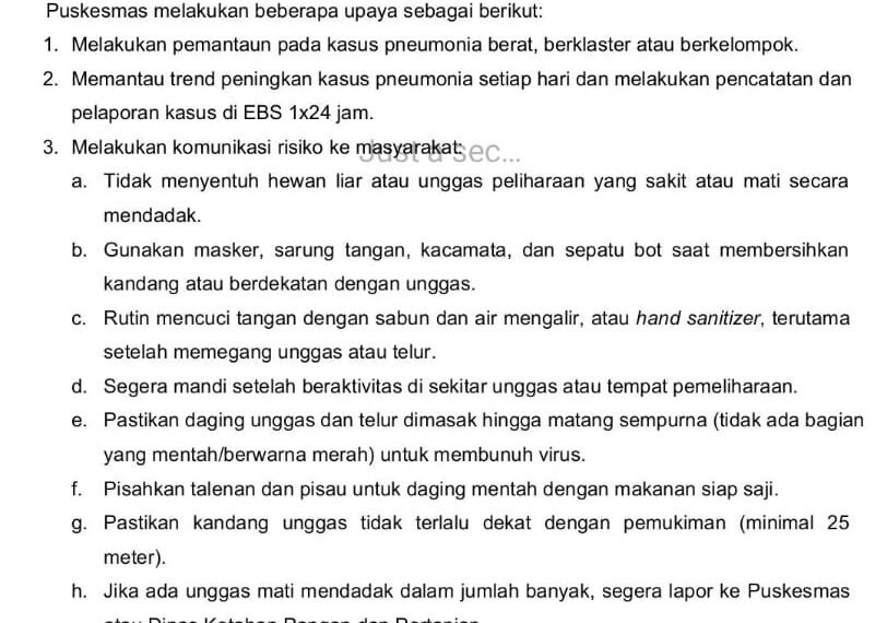 Surat Edaran Flu Burung Diduga Hoaks Beredar di Berbagai Platform Medsos